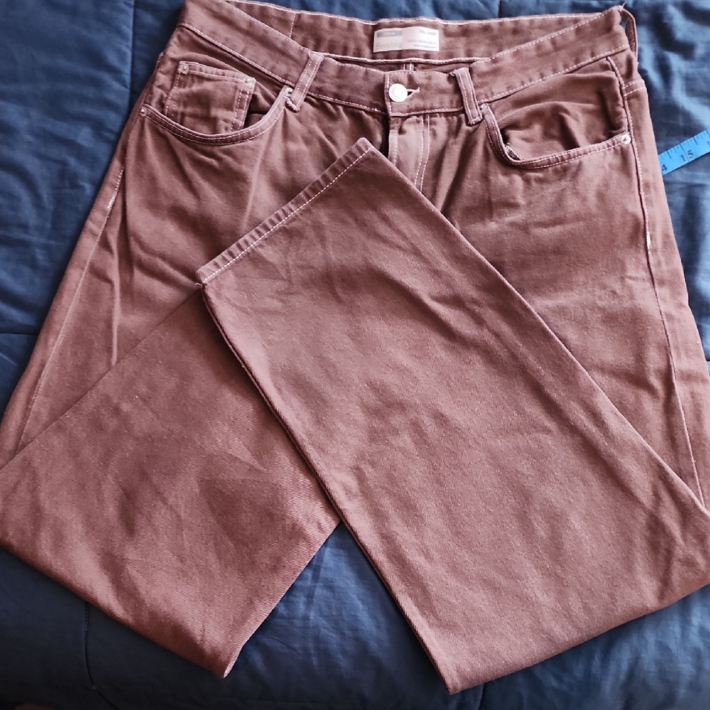 Bershka Brown Straight Jeans Fashion-Forward Style